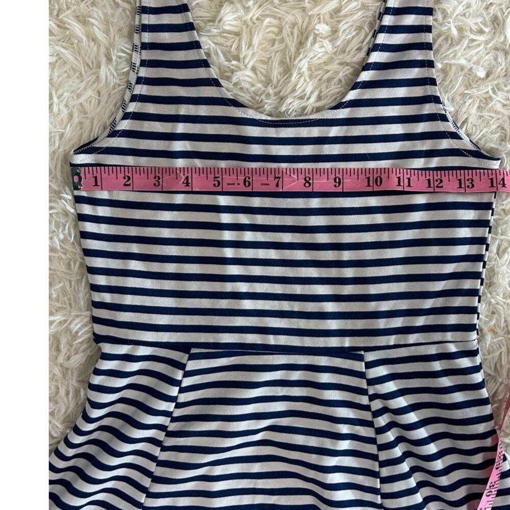 Divided by H&M Women's Size 8 Navy & White Striped Skater Tank Dress #0367 - Picture 10 of 11